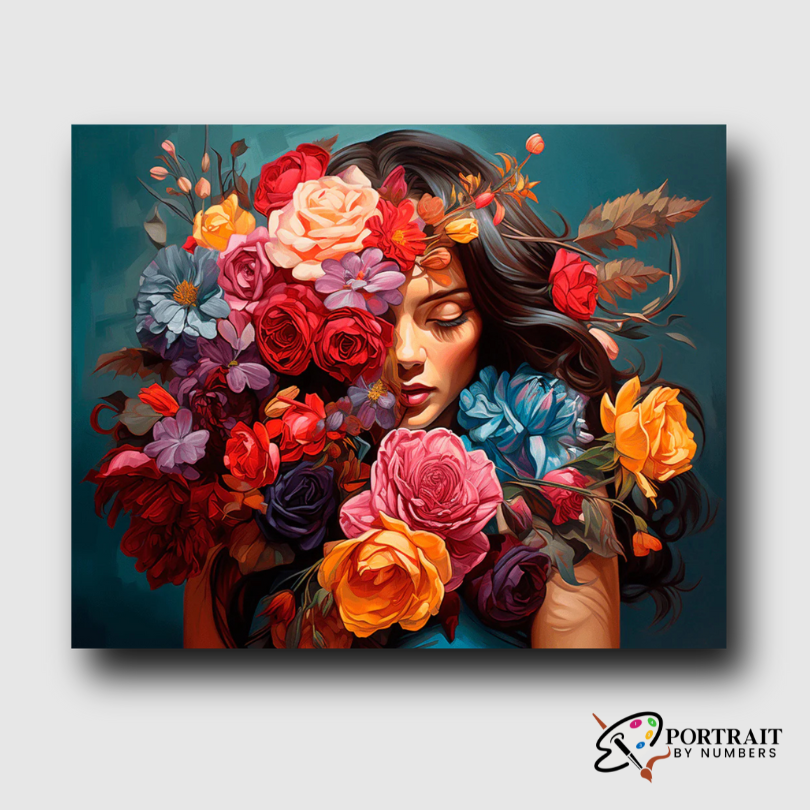 Blooming Silence -  Paint by Numbers Kit for Adults | Relaxing DIY Art Gift | -  Portrait By Numbers