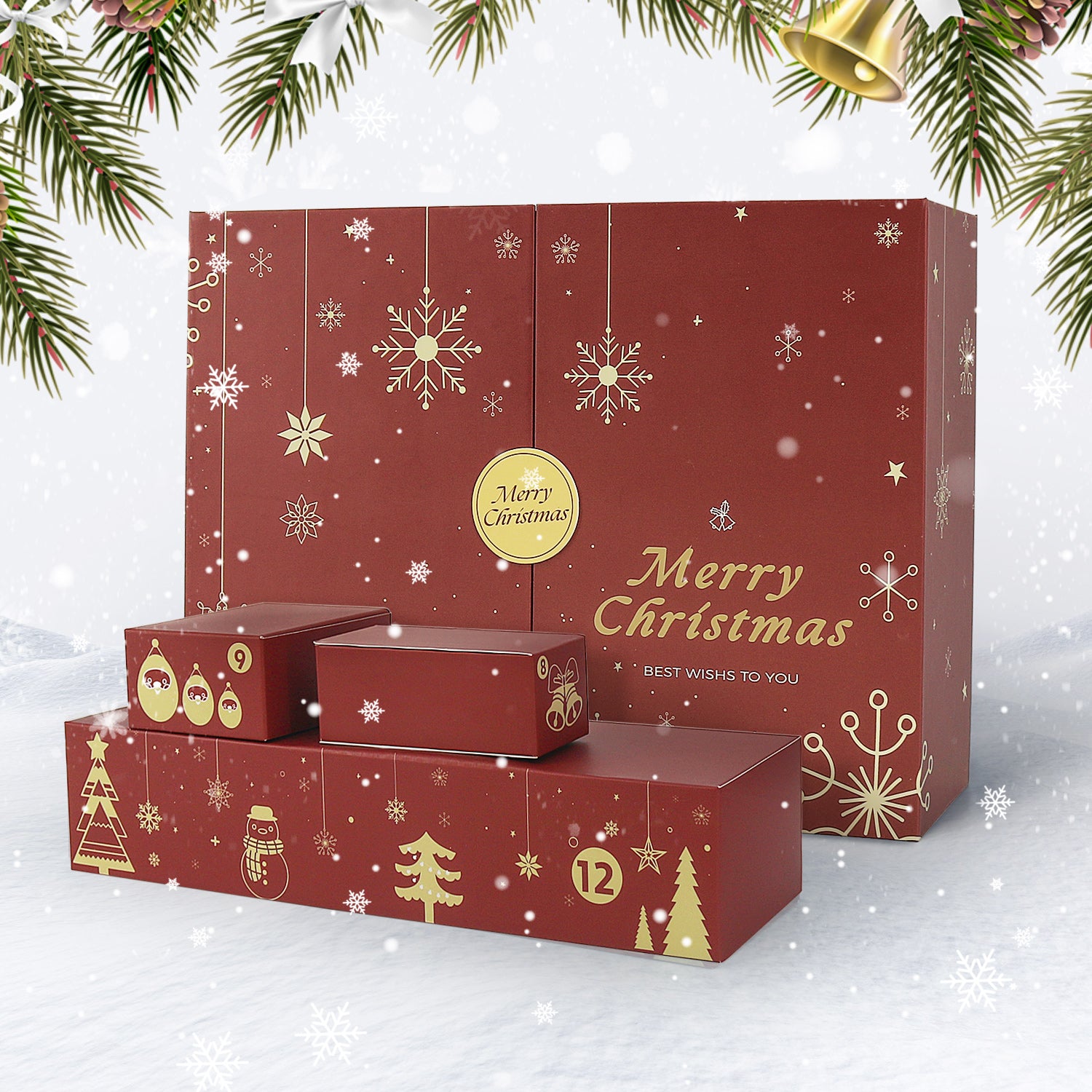 Crimson Christmas Box -  Paint by Numbers Kit for Adults | Relaxing DIY Art Gift | -  Portrait By Numbers