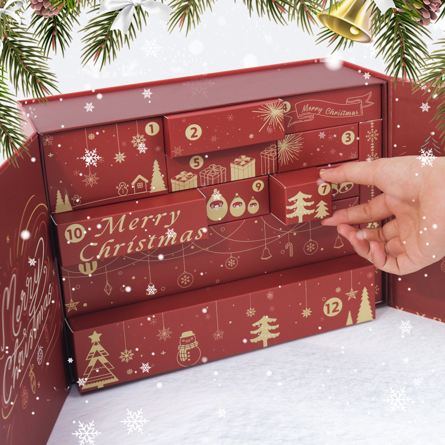 Crimson Christmas Box -  Paint by Numbers Kit for Adults | Relaxing DIY Art Gift | -  Portrait By Numbers