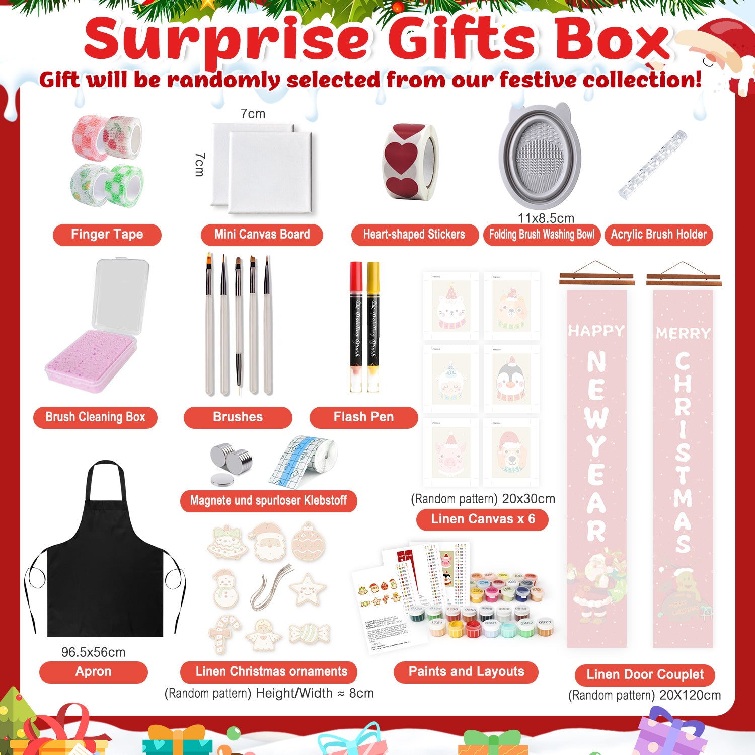 Crimson Christmas Box -  Paint by Numbers Kit for Adults | Relaxing DIY Art Gift | -  Portrait By Numbers