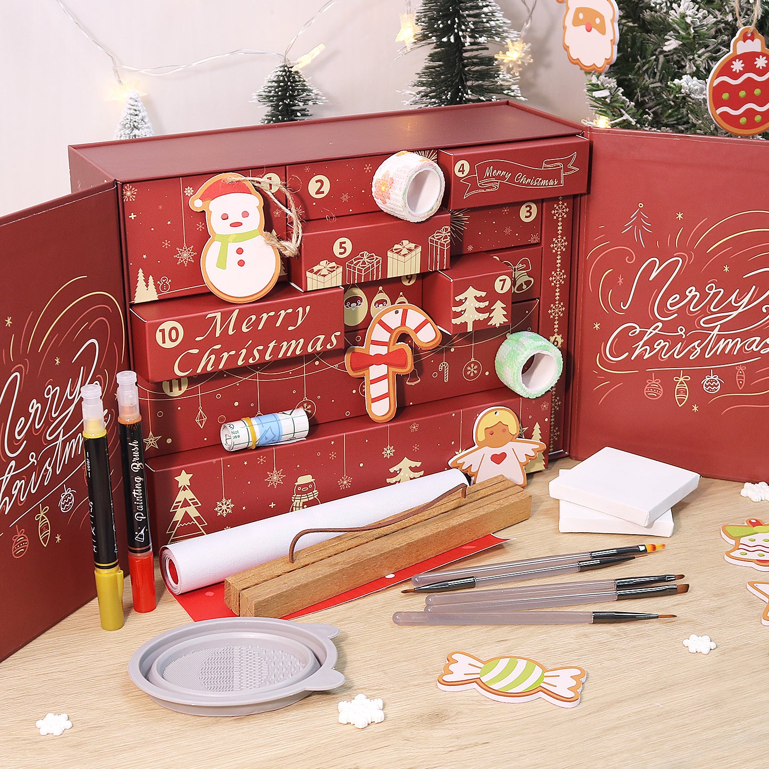 Crimson Christmas Box -  Paint by Numbers Kit for Adults | Relaxing DIY Art Gift | -  Portrait By Numbers