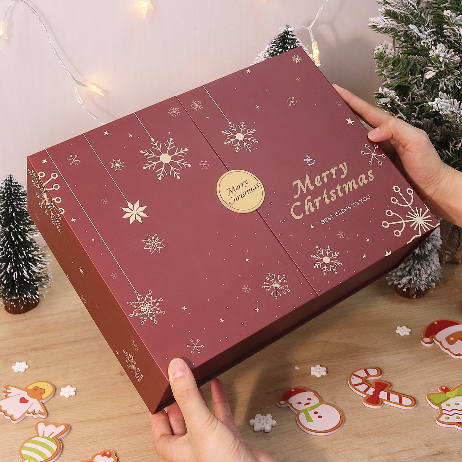 Crimson Christmas Box -  Paint by Numbers Kit for Adults | Relaxing DIY Art Gift | -  Portrait By Numbers