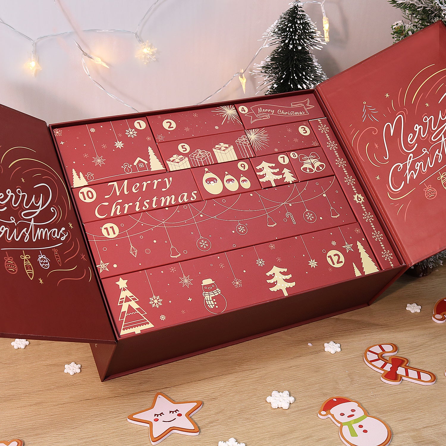 Crimson Christmas Box -  Paint by Numbers Kit for Adults | Relaxing DIY Art Gift | -  Portrait By Numbers