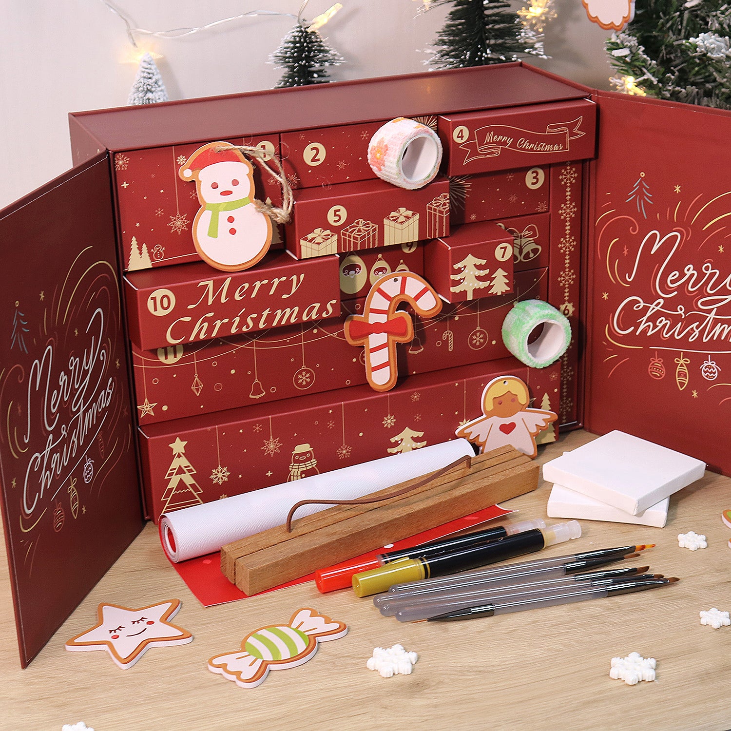 Crimson Christmas Box -  Paint by Numbers Kit for Adults | Relaxing DIY Art Gift | -  Portrait By Numbers