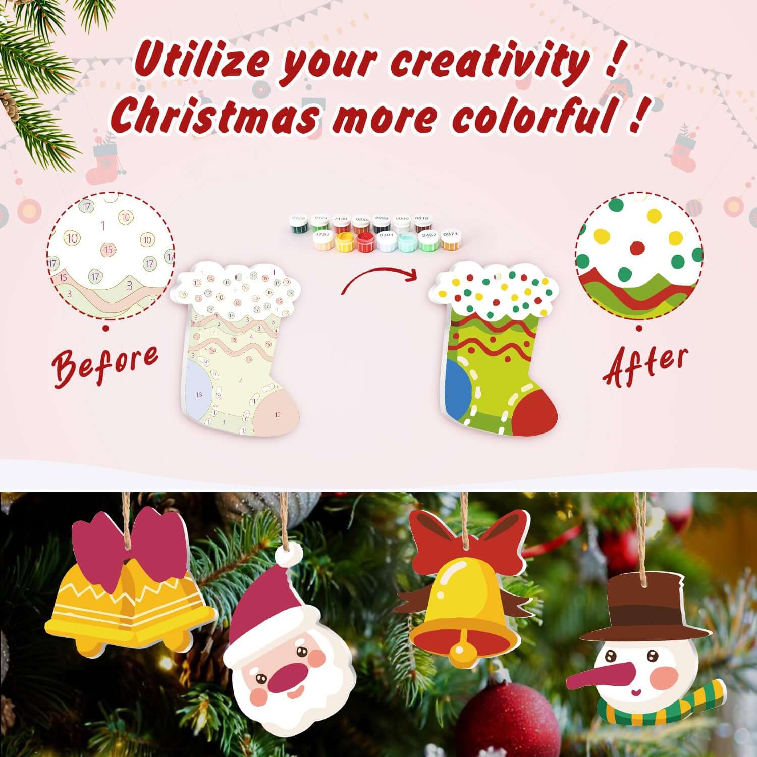 Festive Charm -  Paint by Numbers Kit for Adults | Relaxing DIY Art Gift | -  Portrait By Numbers