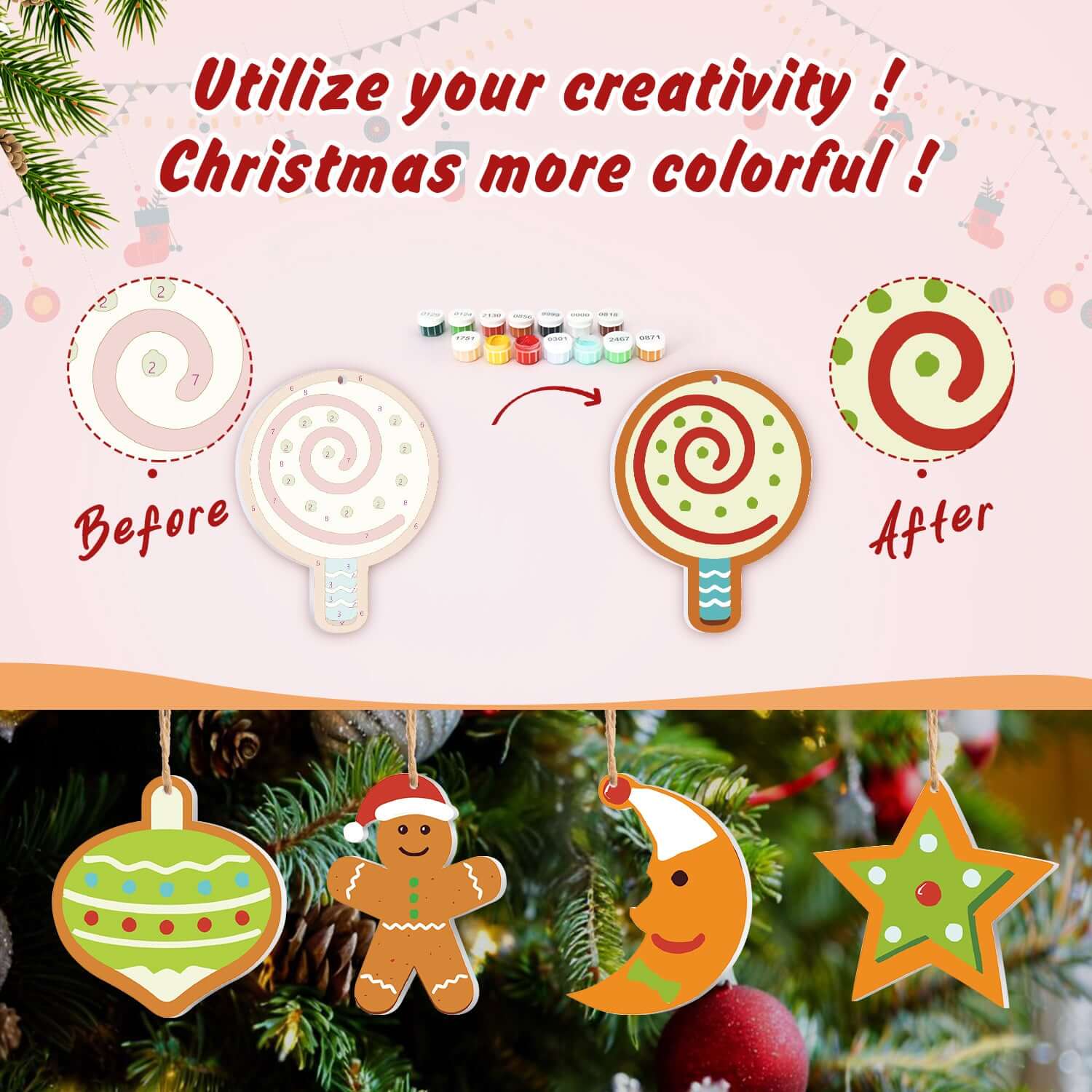 Festive Fun -  Paint by Numbers Kit for Adults | Relaxing DIY Art Gift | -  Portrait By Numbers
