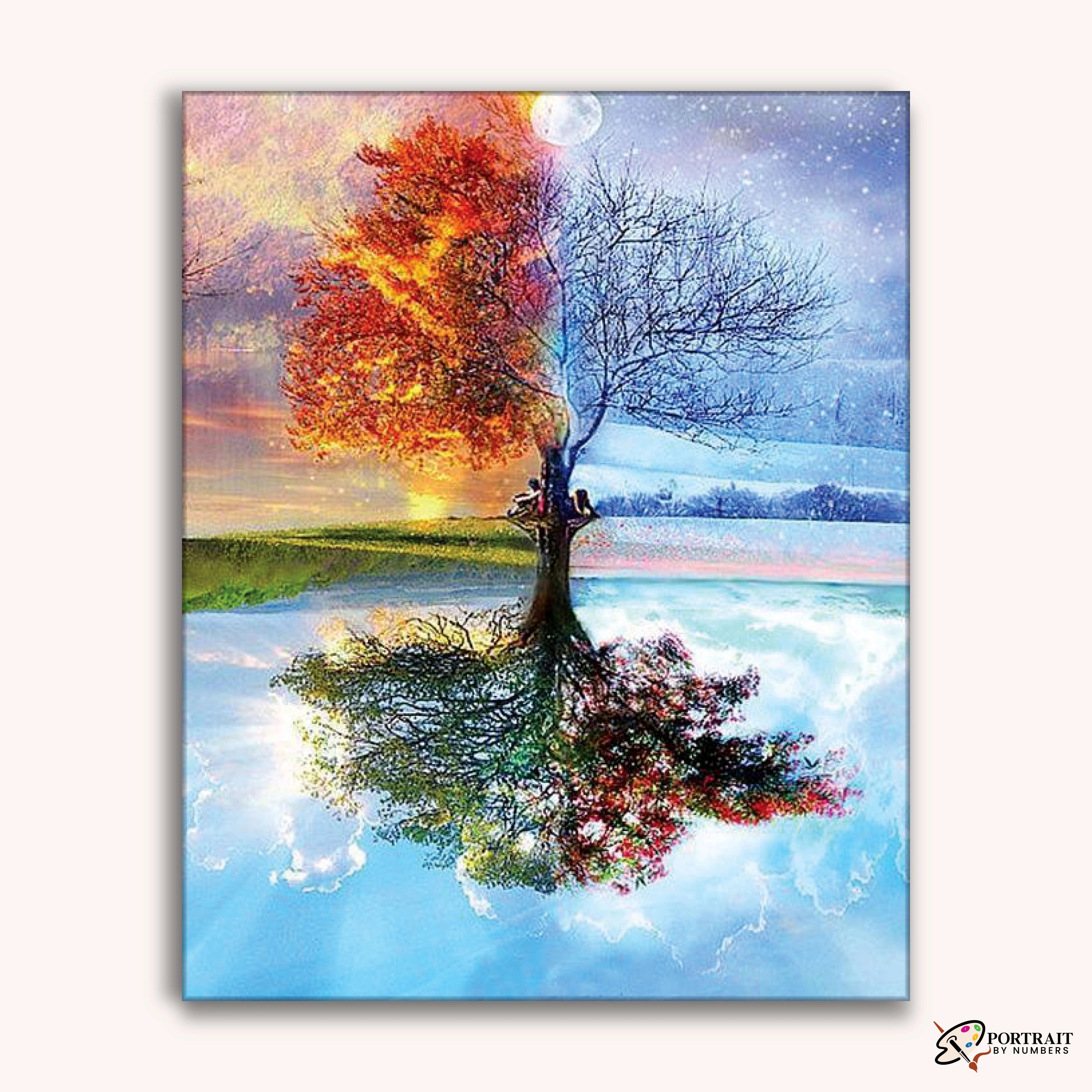 Four Seasons Tree Paint by Numbers for Adults | Relaxing DIY Art