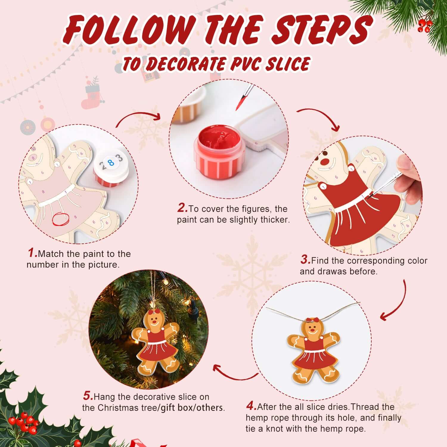 Gingerbread Magic -  Paint by Numbers Kit for Adults | Relaxing DIY Art Gift | -  Portrait By Numbers