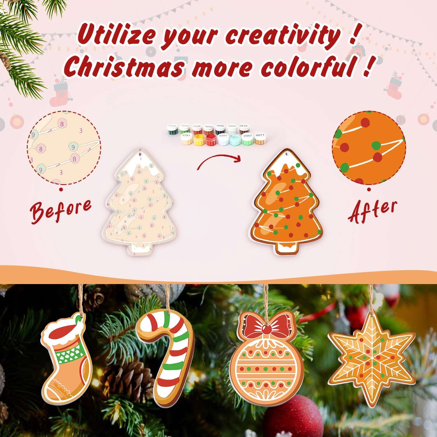 Gingerbread Magic -  Paint by Numbers Kit for Adults | Relaxing DIY Art Gift | -  Portrait By Numbers