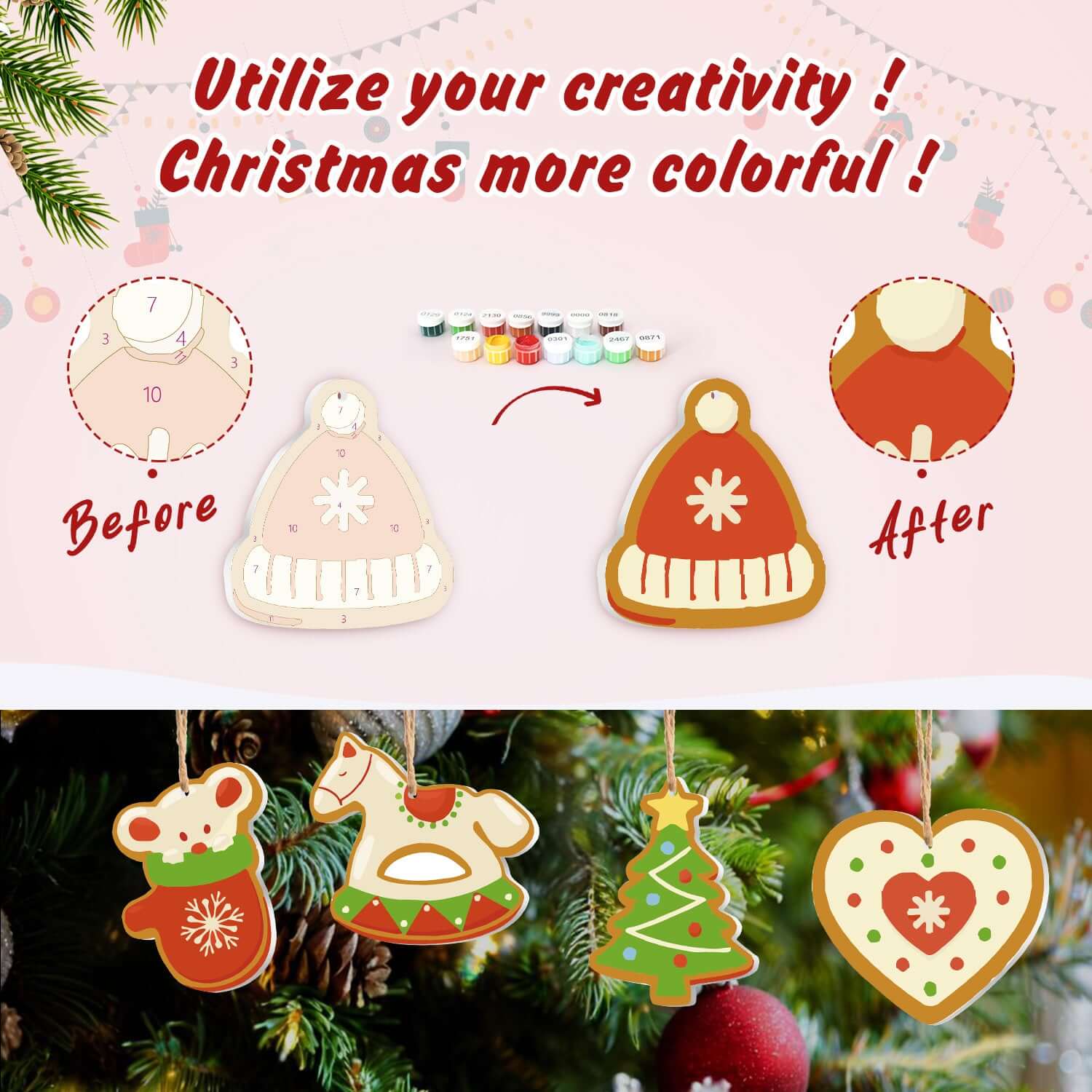 Holiday Joy -  Paint by Numbers Kit for Adults | Relaxing DIY Art Gift | -  Portrait By Numbers