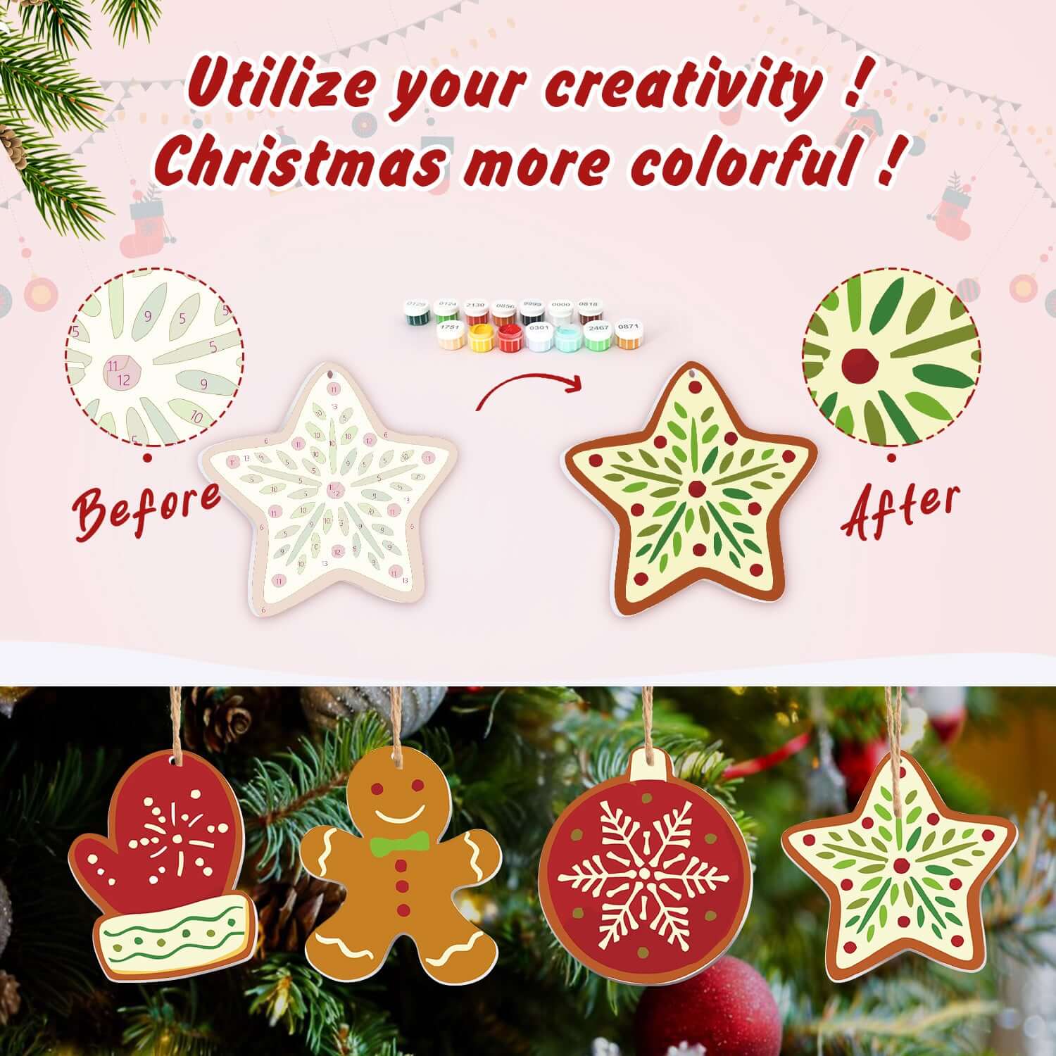 Merry Magic -  Paint by Numbers Kit for Adults | Relaxing DIY Art Gift | -  Portrait By Numbers