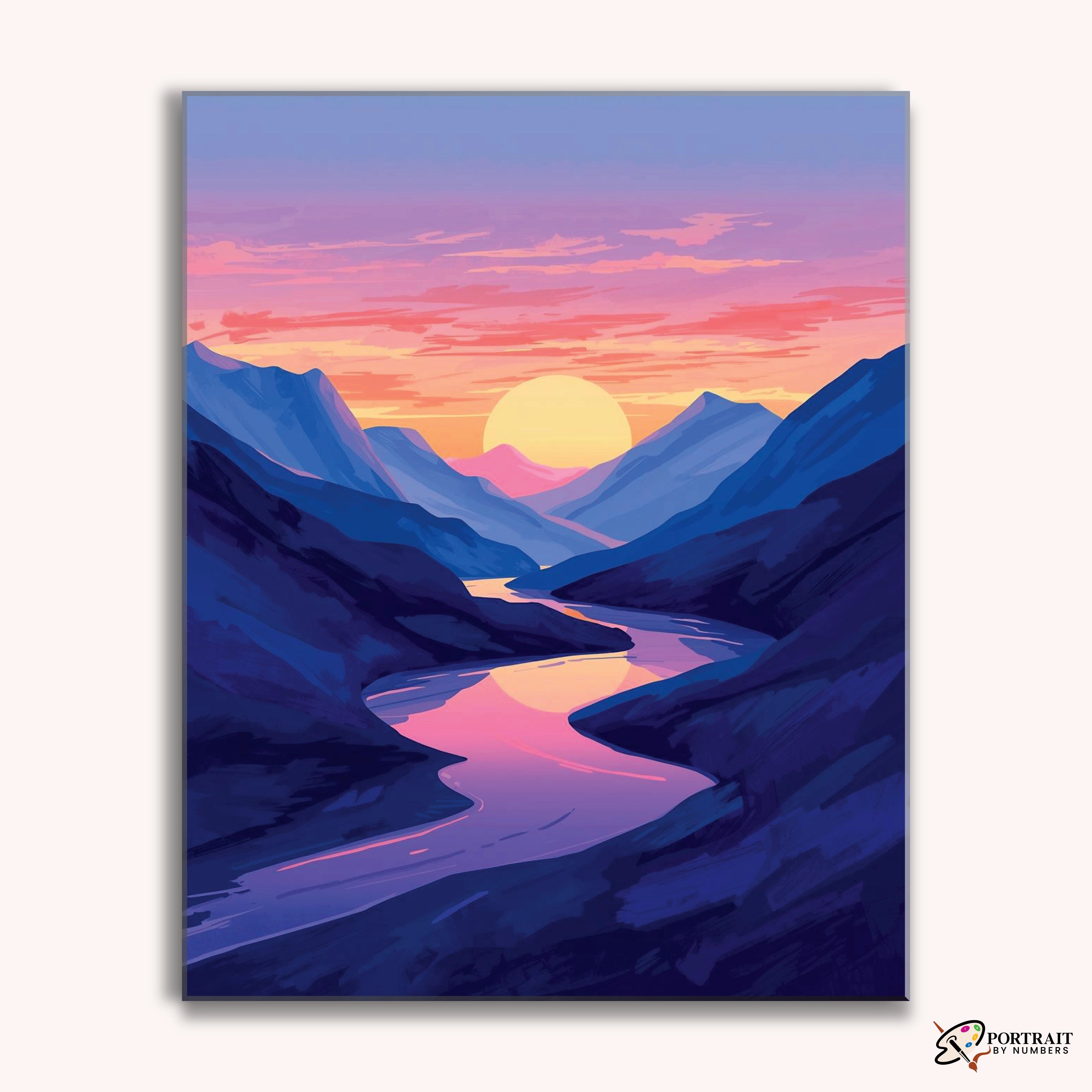 絵画 Mountain glow Mountain Glow | Sunset Paint by Numbers for Adults