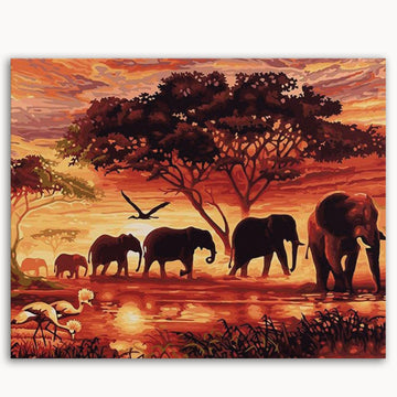 Sunset Elephants