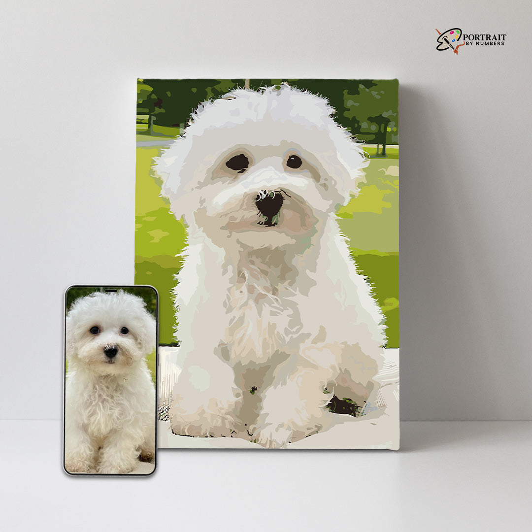 Custom dog paint by numbers kit from your photo – personalized pet portrait canvas