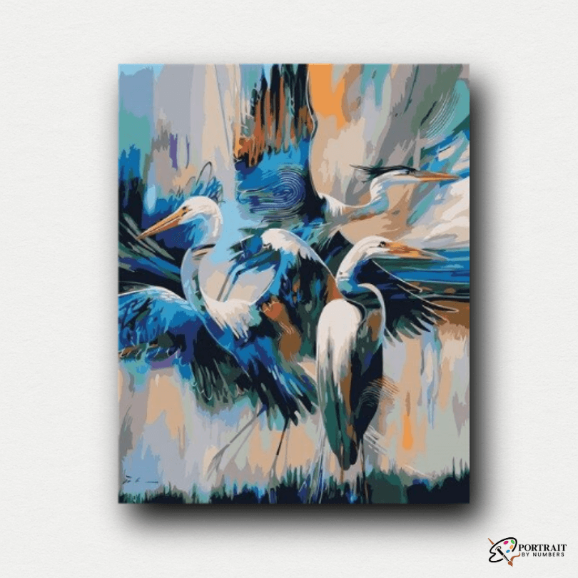 Abstract Crane Painting | Flying Bird Painting | Portrait By Numbers