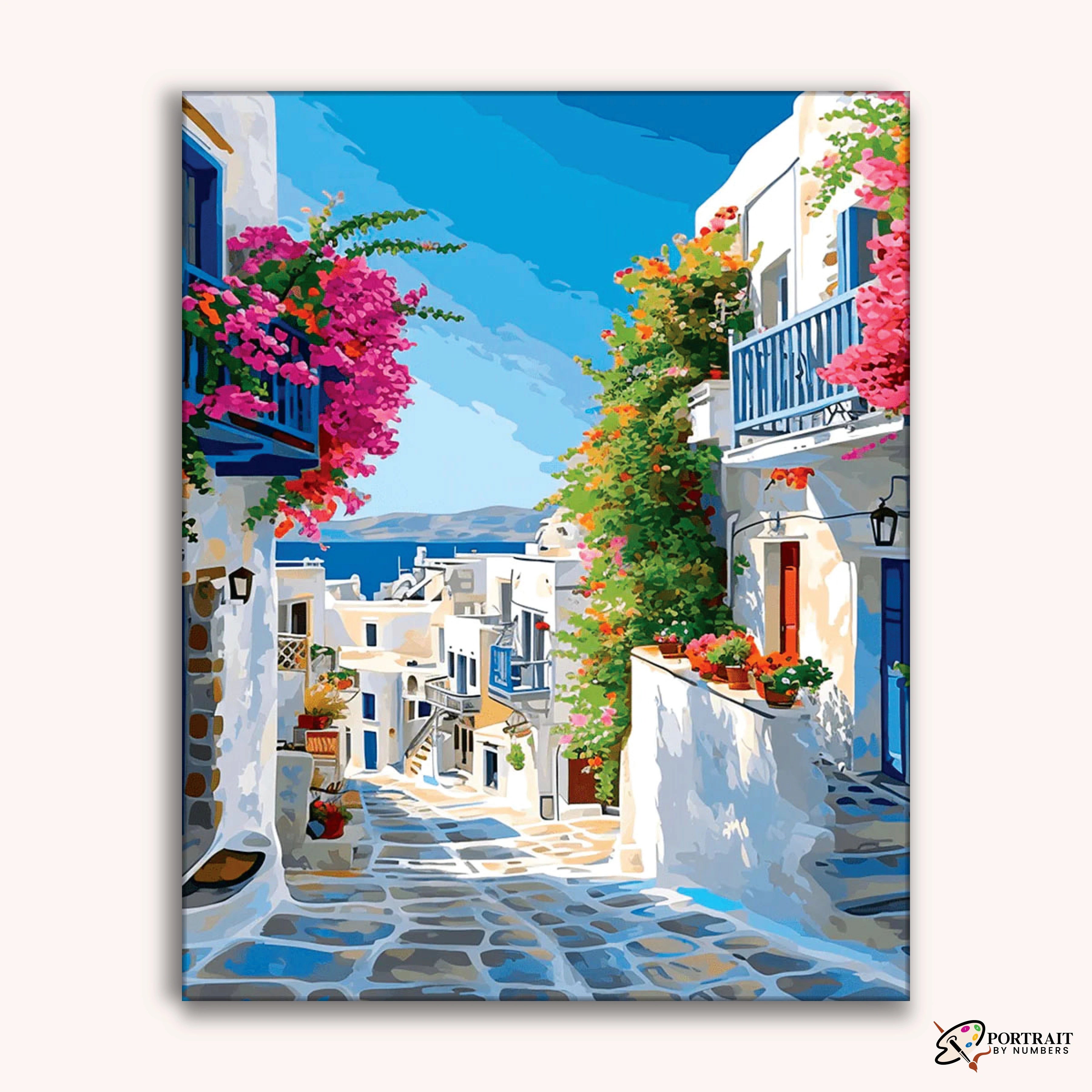 Aegean Steps -  Paint by Numbers Kit for Adults -  Portrait By Numbers