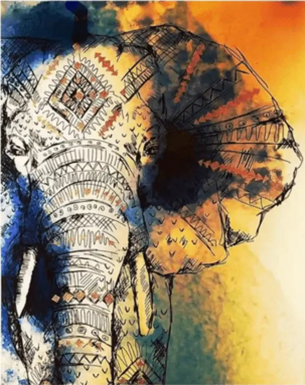 African Elephant -  Paint by numbers -  Portrait By Numbers