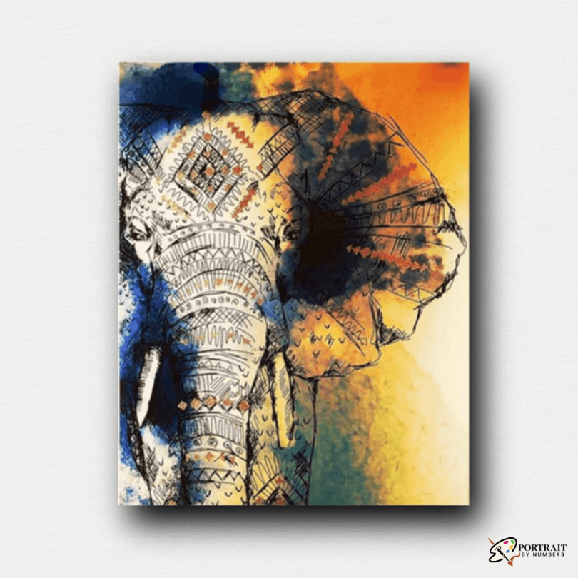 African Elephant -  Paint by numbers -  Portrait By Numbers