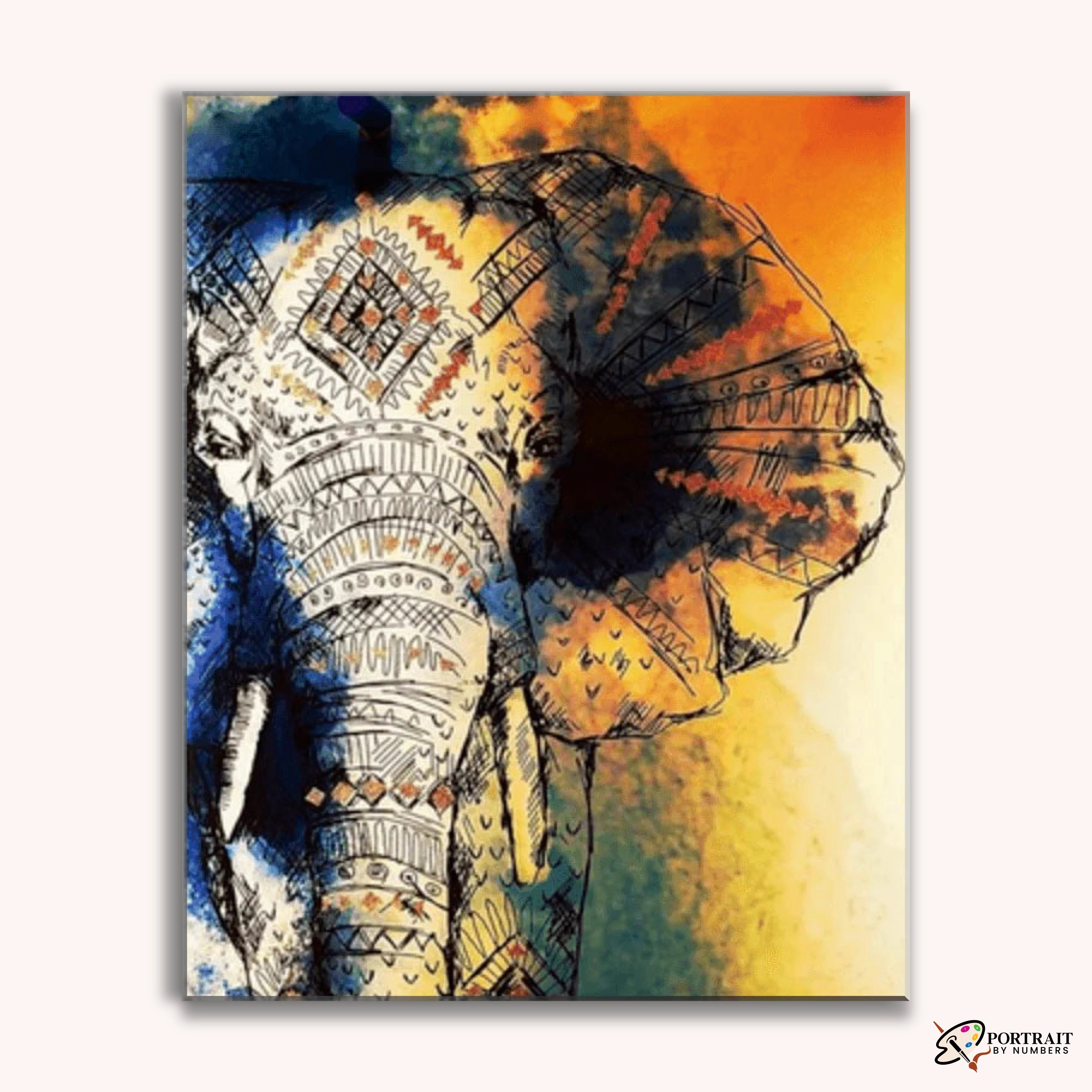 African Elephant -  Paint by Numbers Kit for Adults -  Portrait By Numbers
