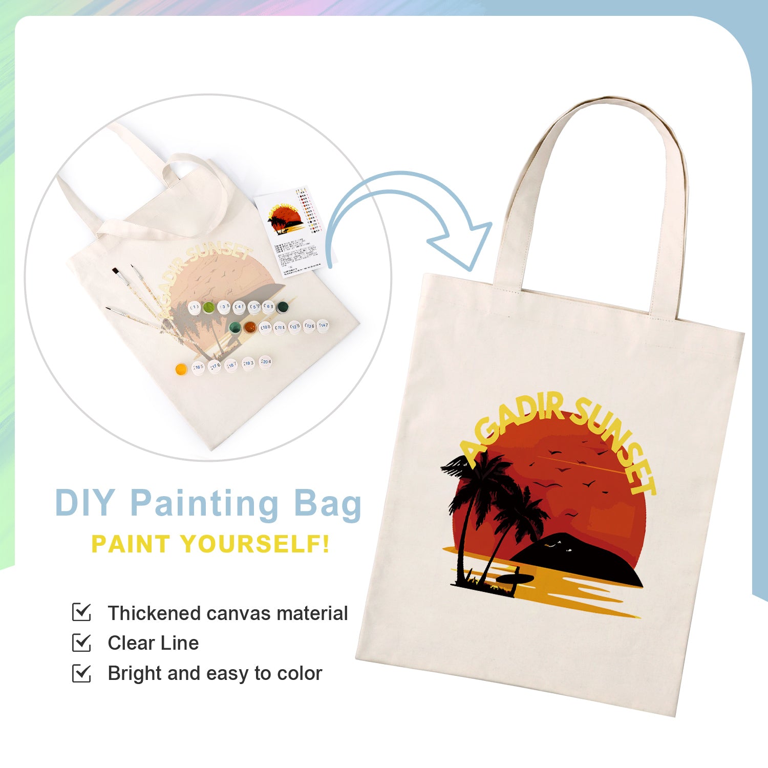 Agadir Sunset Beach Bag -  Paint by Numbers Kit for Adults -  Portrait By Numbers