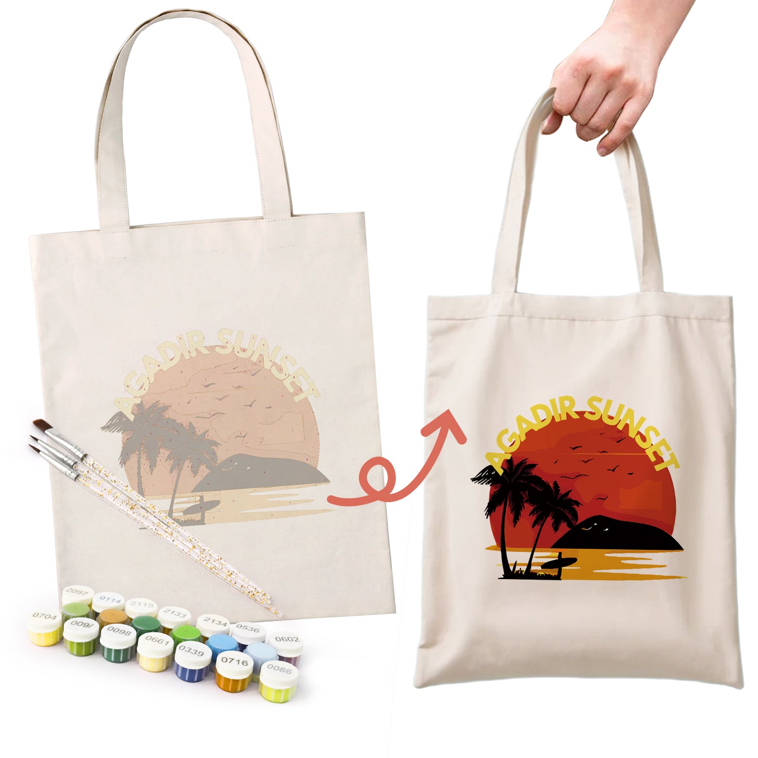 Agadir Sunset Beach Bag -  Paint by Numbers Kit for Adults -  Portrait By Numbers