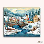 Alpine Winter Village -  Paint by Numbers Kit for Adults -  Portrait By Numbers
