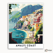Amalfi Coast Travel Poster -  Paint by Numbers Kit for Adults -  Portrait By Numbers