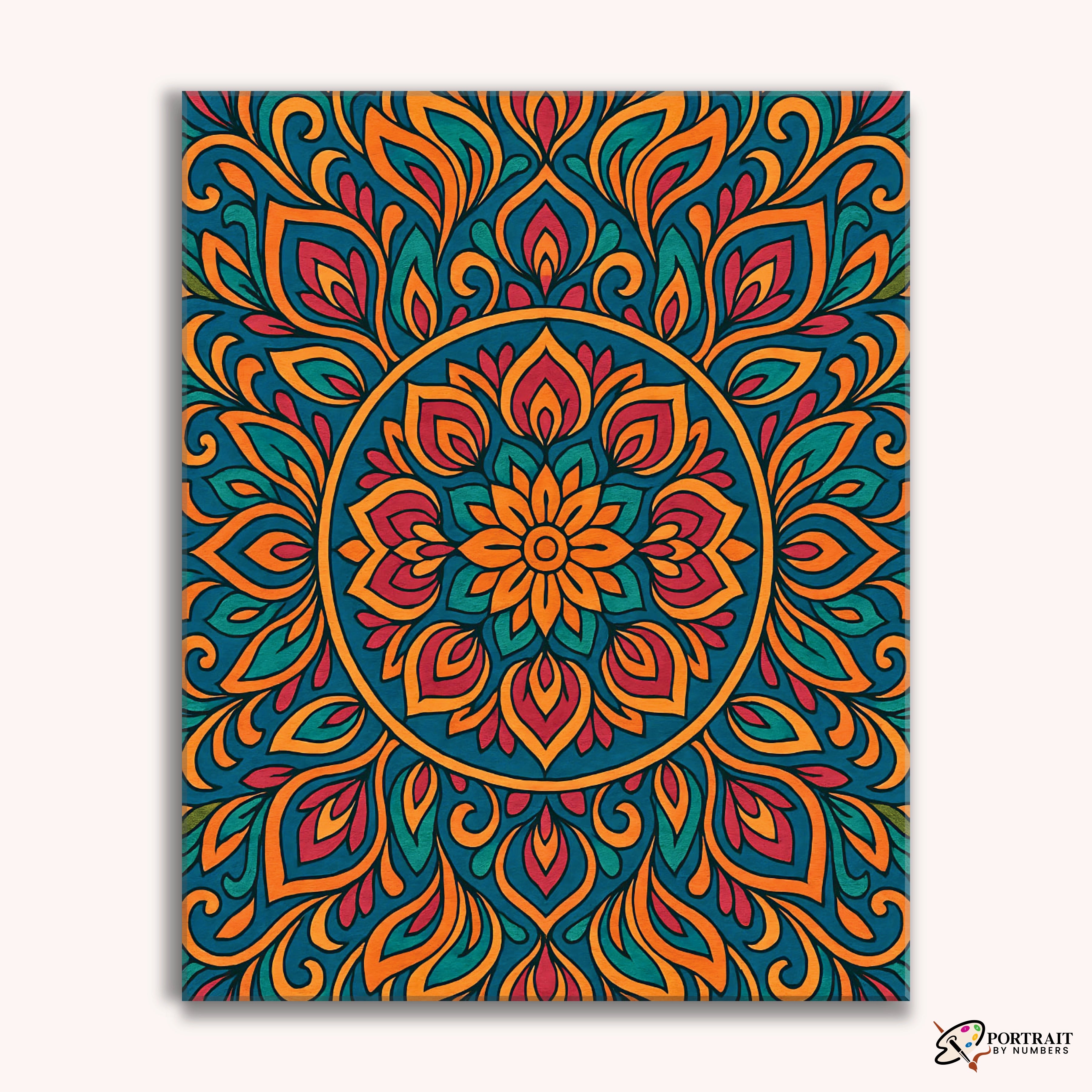 Amber Petals (Mandala) -  Paint by Numbers Kit for Adults -  Portrait By Numbers