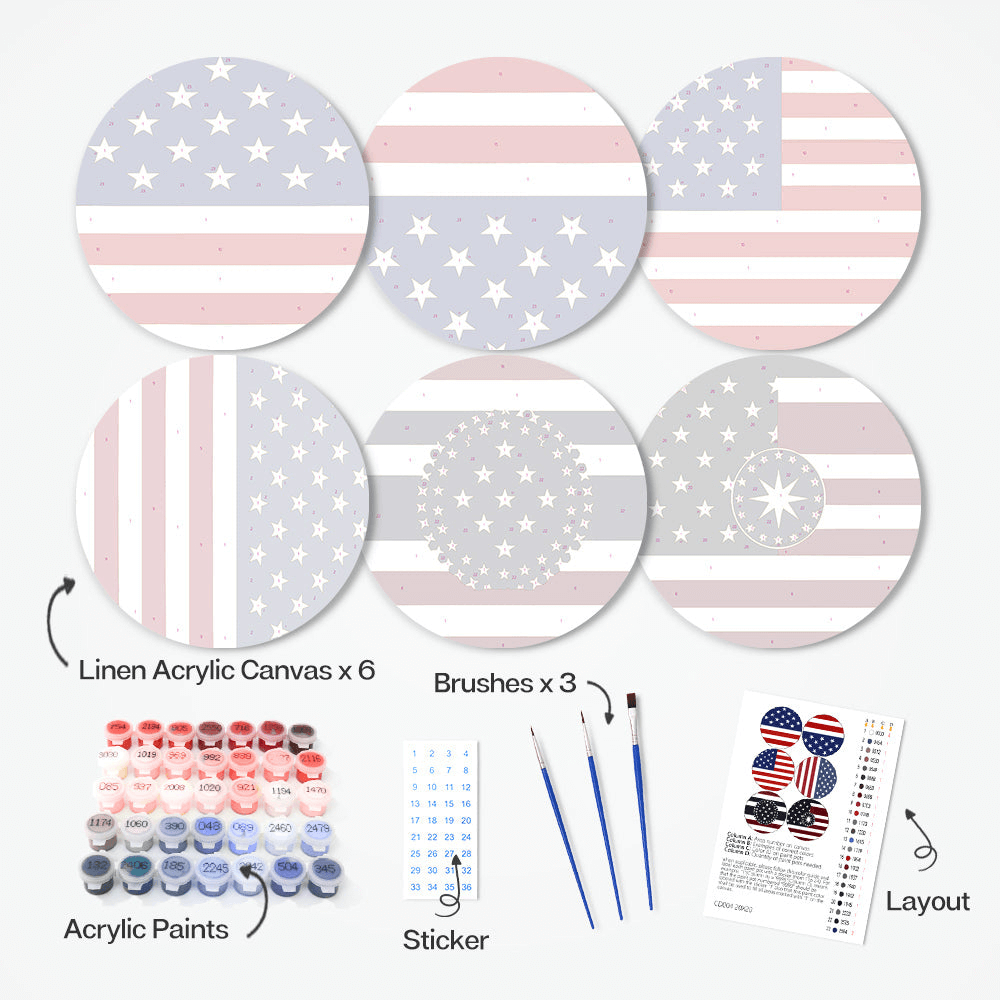 American Spirit (Set of 6) -  Paint by numbers Kit -  Portrait By Numbers