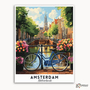 Amsterdam Travel Poster -  Paint by Numbers Kit for Adults -  Portrait By Numbers