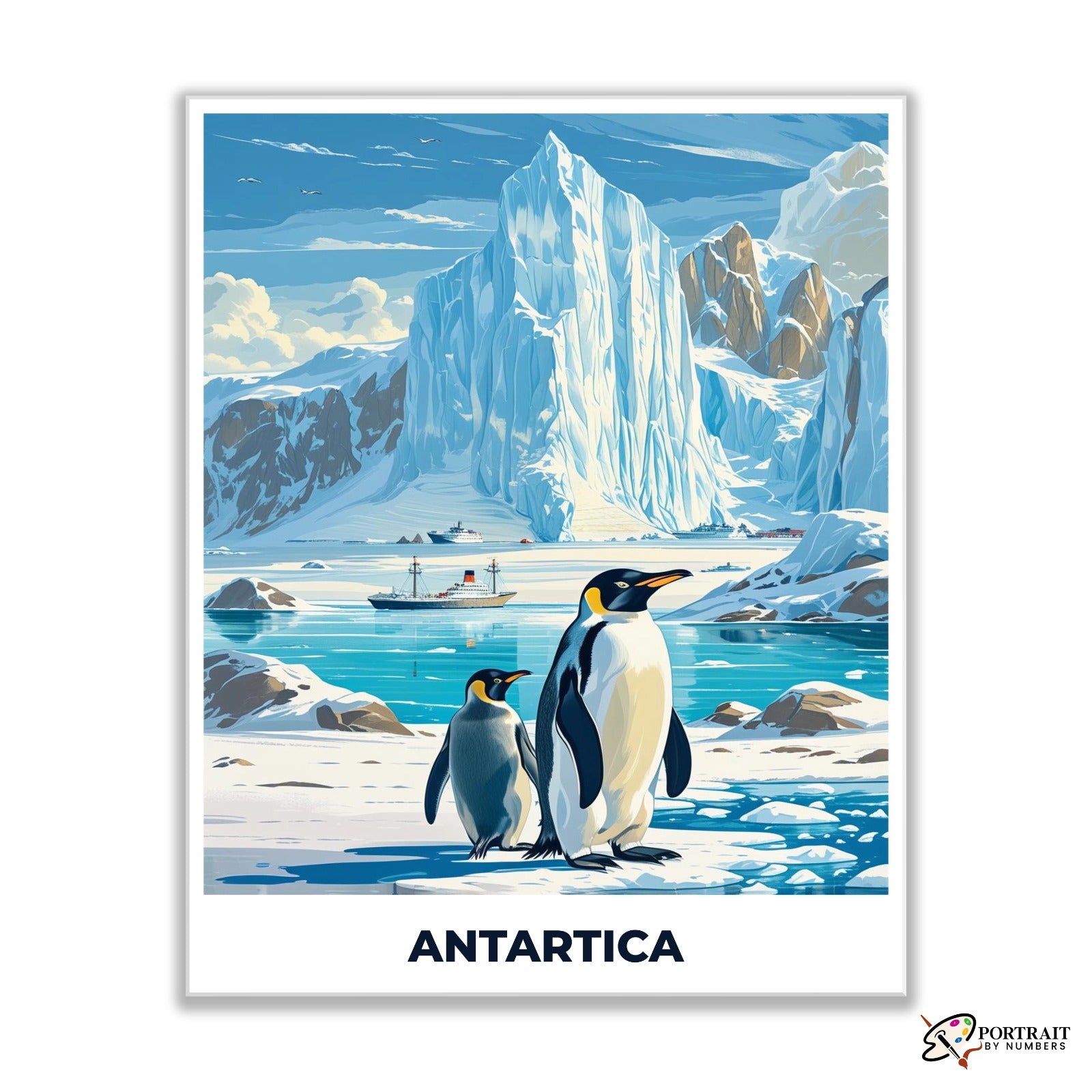 Antartica Travel Poster -  Paint by Numbers Kit for Adults -  Portrait By Numbers