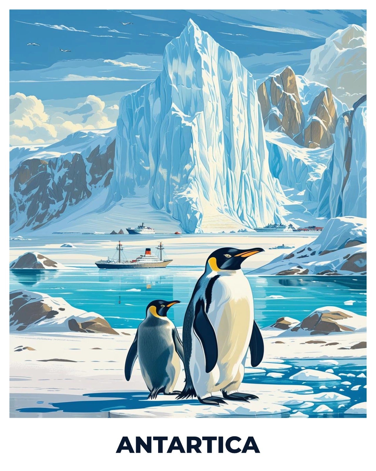 Antartica Travel Poster -  Paint by Numbers Kit for Adults -  Portrait By Numbers