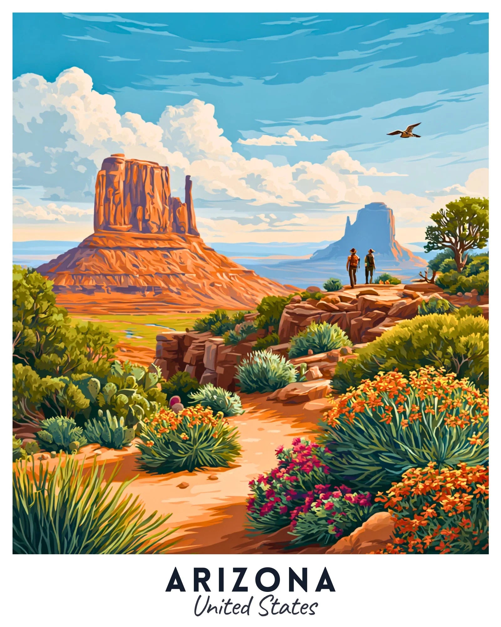 Arizona - Travel Poster -  Paint by Numbers Kit for Adults -  Portrait By Numbers