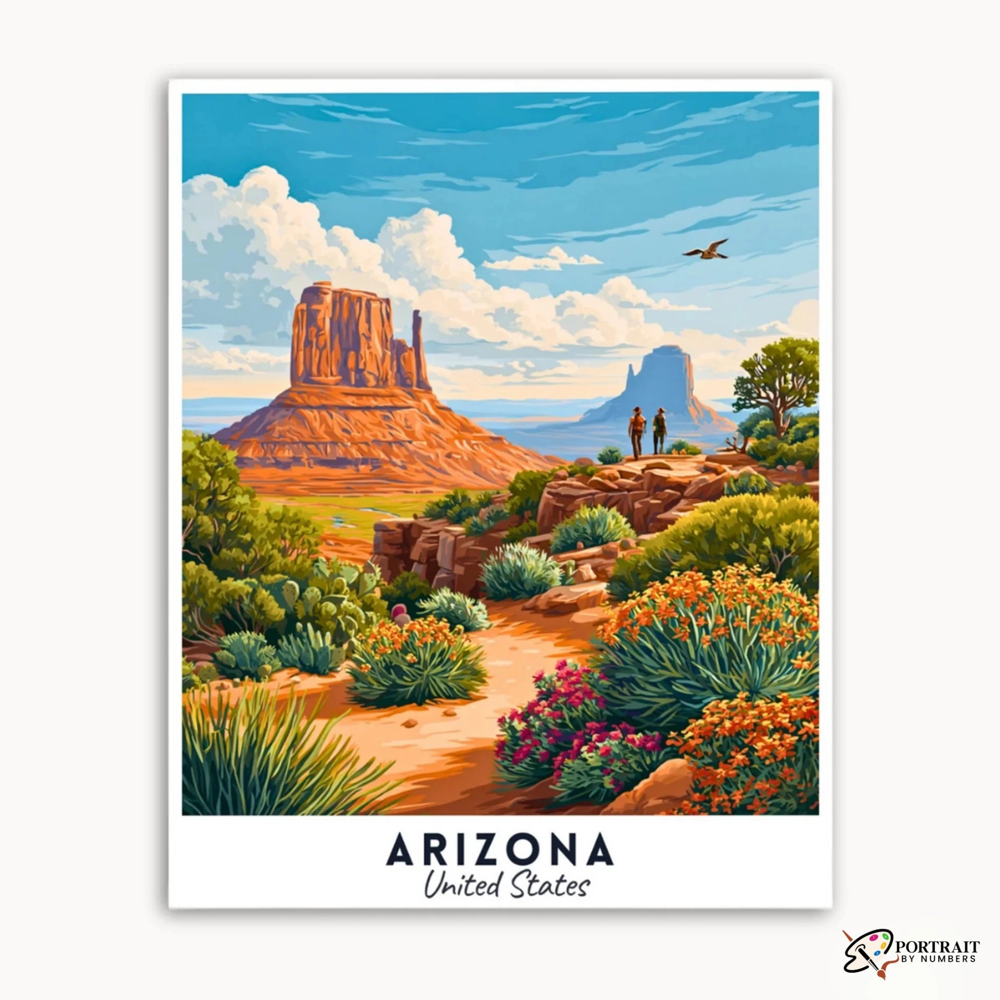 Arizona - Travel Poster -  Paint by Numbers Kit for Adults -  Portrait By Numbers