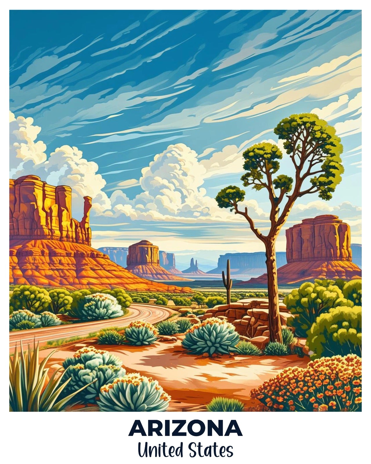 Arizona Travel Poster -  Paint by Numbers Kit for Adults -  Portrait By Numbers