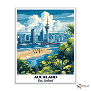 Auckland Travel Poster -  Paint by Numbers Kit for Adults -  Portrait By Numbers