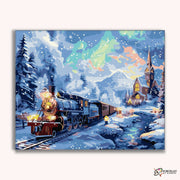 Aurora Glow Winter Train -  Paint by Numbers Kit for Adults -  Portrait By Numbers