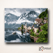 Austrian Alps Town -  Paint by numbers Kit -  Portrait By Numbers