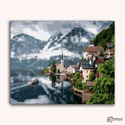 Austrian Alps Town -  Paint by Numbers Kit for Adults -  Portrait By Numbers