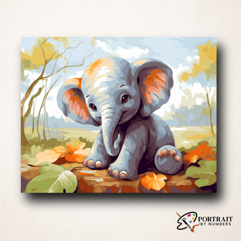 Baby Elephant Dream -  Paint by numbers -  Portrait By Numbers