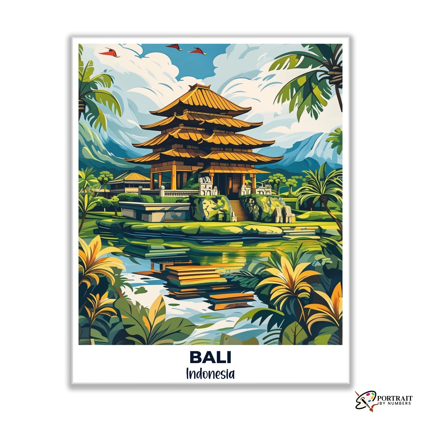 Bali Travel Poster -  Paint by Numbers Kit for Adults -  Portrait By Numbers
