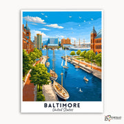 Baltimore - Travel Poster -  Paint by Numbers Kit for Adults -  Portrait By Numbers