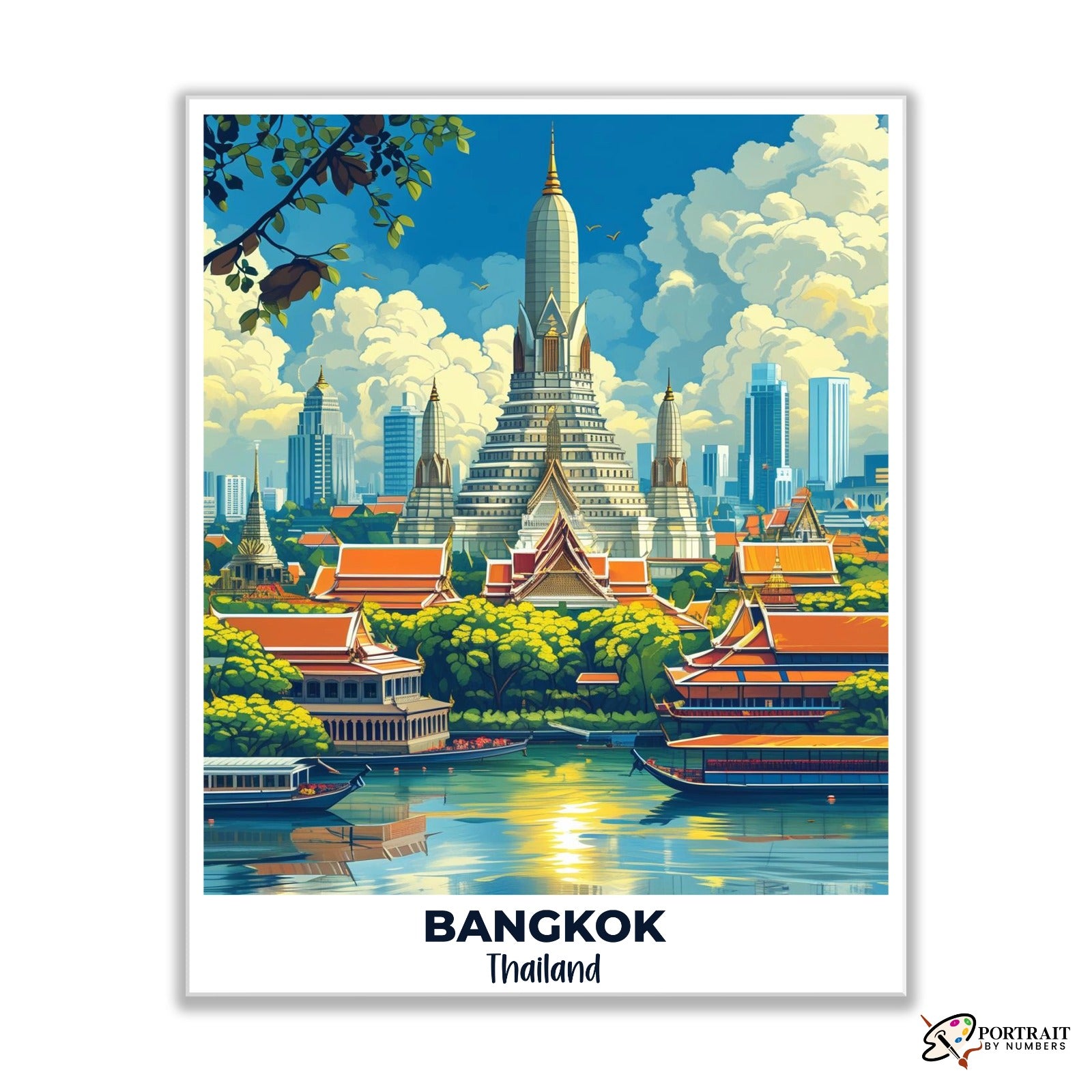 Bangkok Travel Poster -  Paint by Numbers Kit for Adults -  Portrait By Numbers