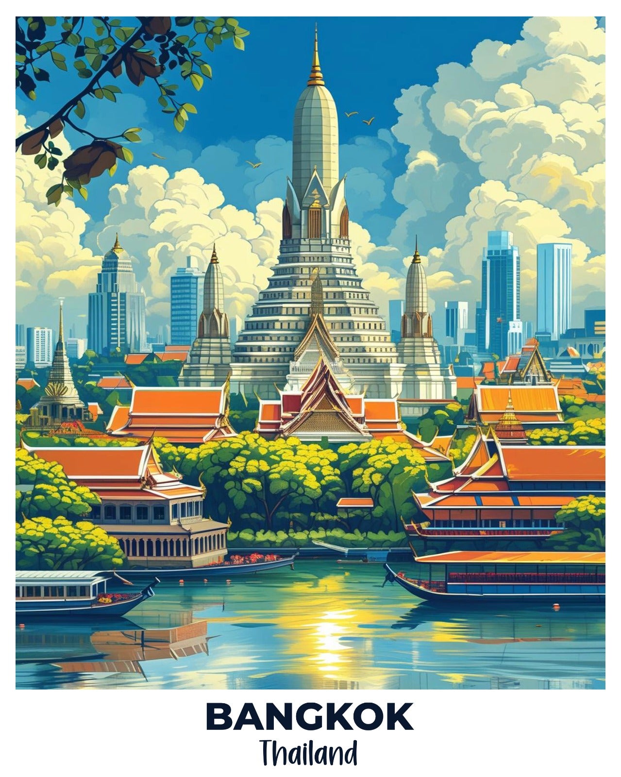 Bangkok Travel Poster -  Paint by Numbers Kit for Adults -  Portrait By Numbers