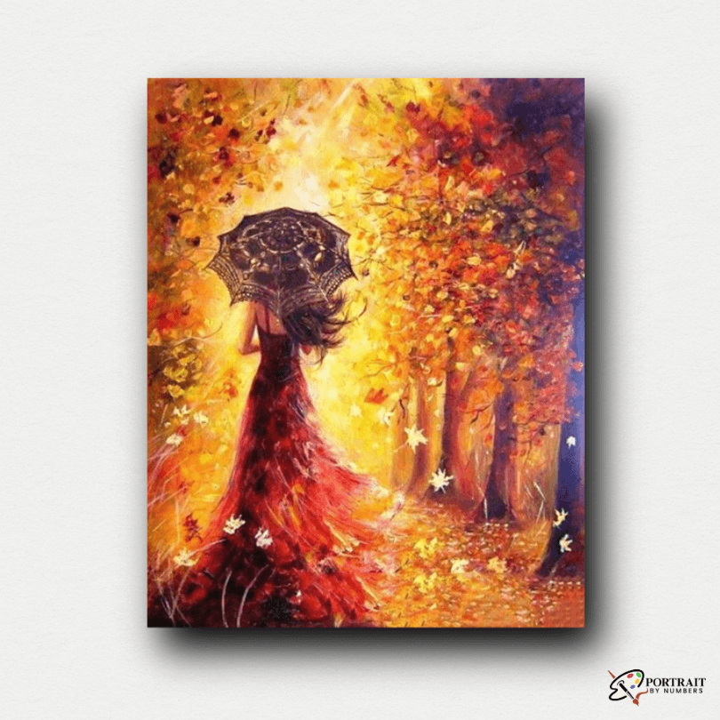 Beautiful Women Autumn -  Paint by numbers -  Portrait By Numbers