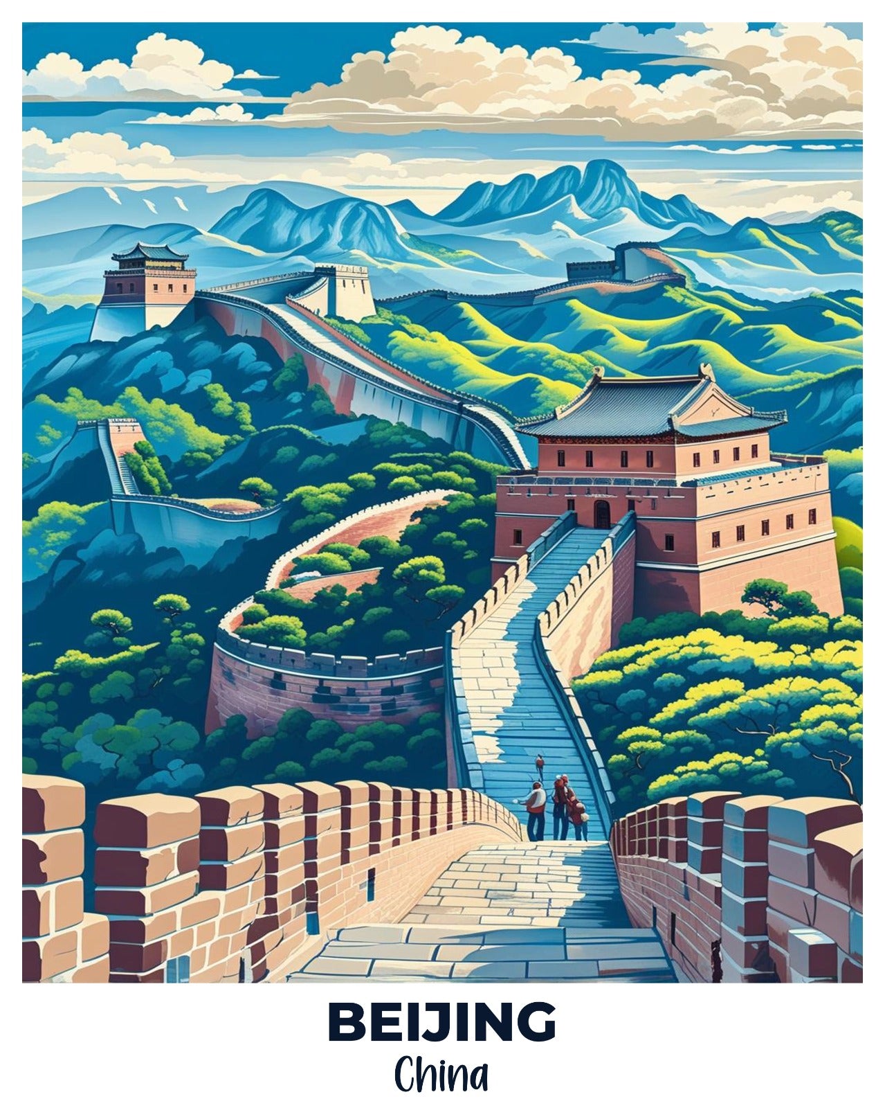 Beijing Travel Poster -  Paint by Numbers Kit for Adults -  Portrait By Numbers