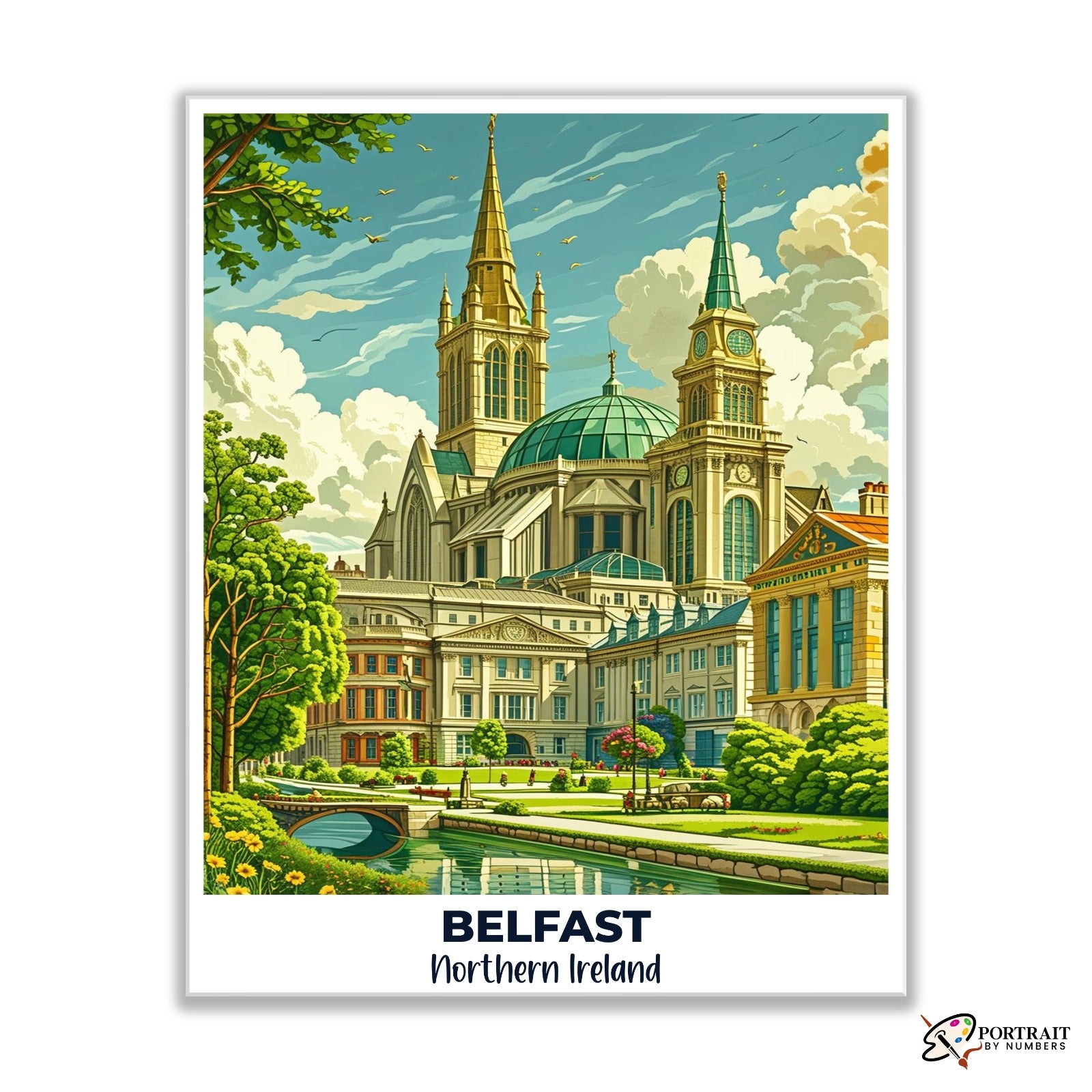 Belfast Travel Poster -  Paint by Numbers Kit for Adults -  Portrait By Numbers