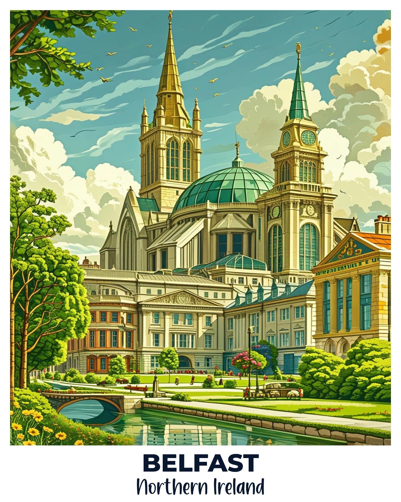 Belfast Travel Poster -  Paint by Numbers Kit for Adults -  Portrait By Numbers