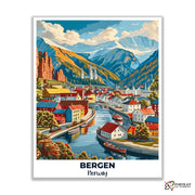 Bergen Travel Poster -  Paint by Numbers Kit for Adults -  Portrait By Numbers