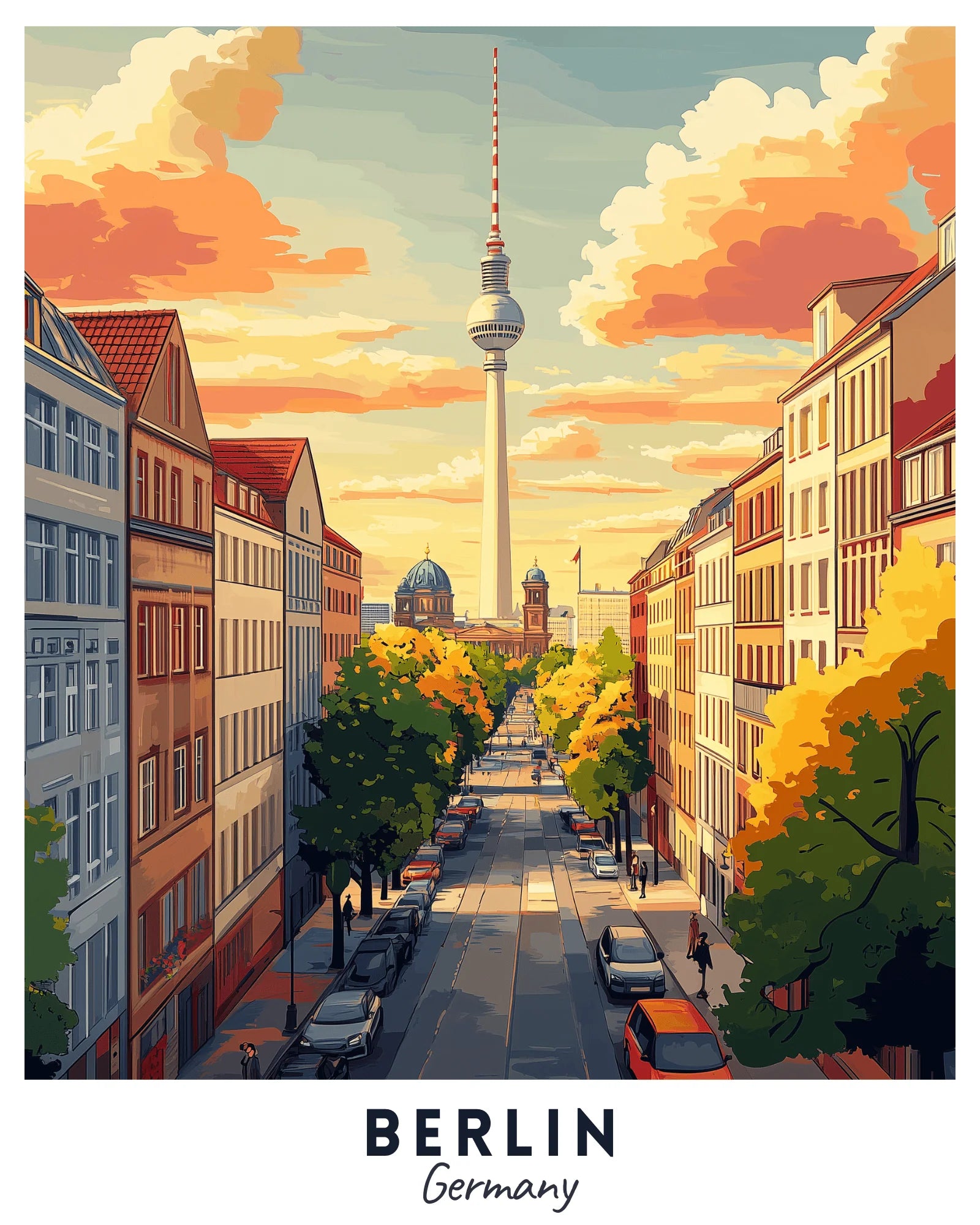 Berlin - Travel Poster -  Paint by Numbers Kit for Adults -  Portrait By Numbers